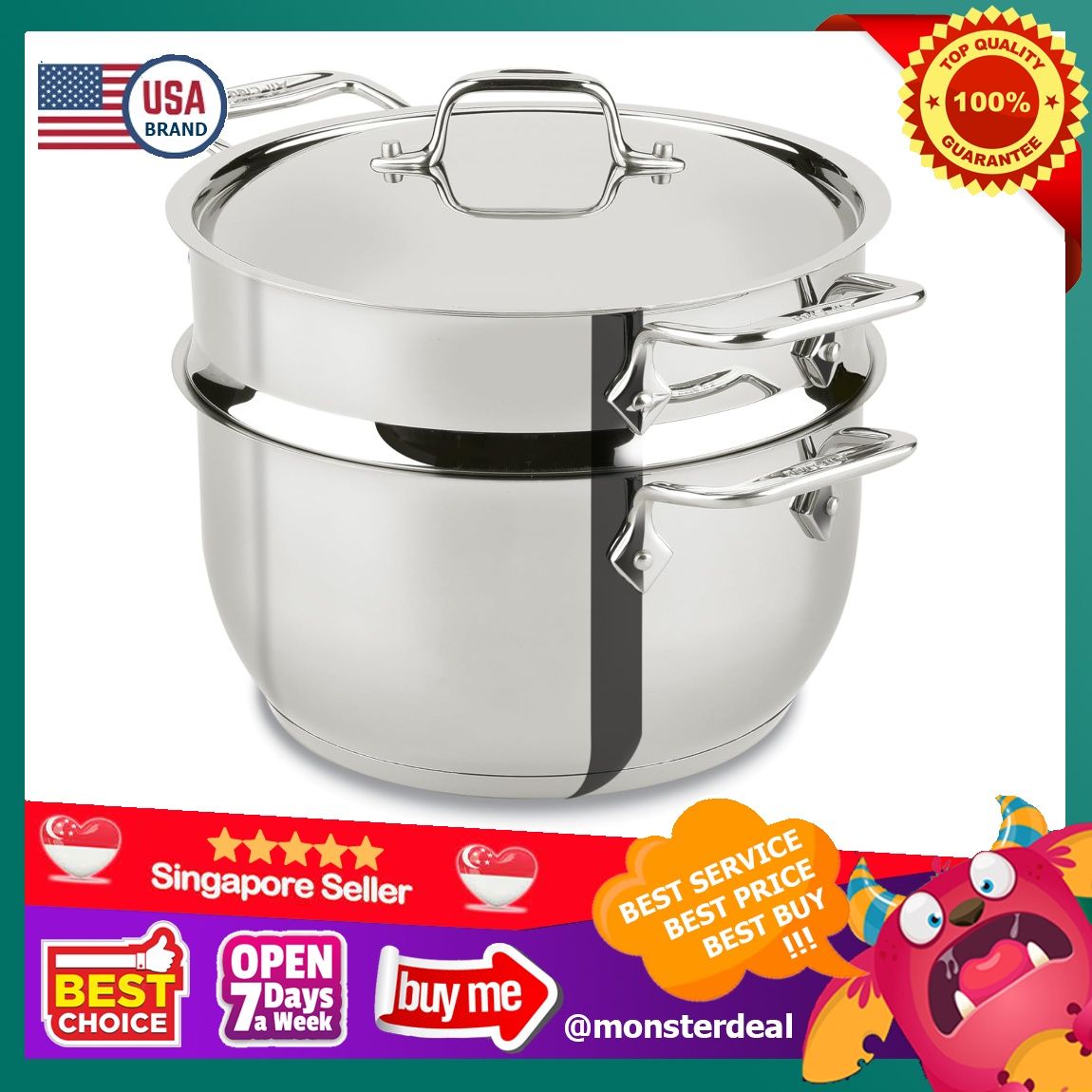 All Clad E414S564 Stainless Steel Steamer Cookware 5 Quart Silver Furniture Home Living Kitchenware Tableware Cookware Accessories on Carousell