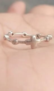 Antique Sterling Silver 925 rosary ring, size 6