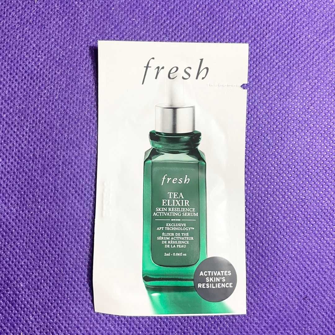 AUTHENTIC Fresh tea elixir skin resilience activating serum sachet (Category: Face Care) located in Pasig City. Submitted by vanityboutique (Listing ID 1288492273, Image 1). Description: Pm for more details skincare sachet Brand new and authentic Selling low and affordable One of the best selling brands in the makeup skincare perfume world .