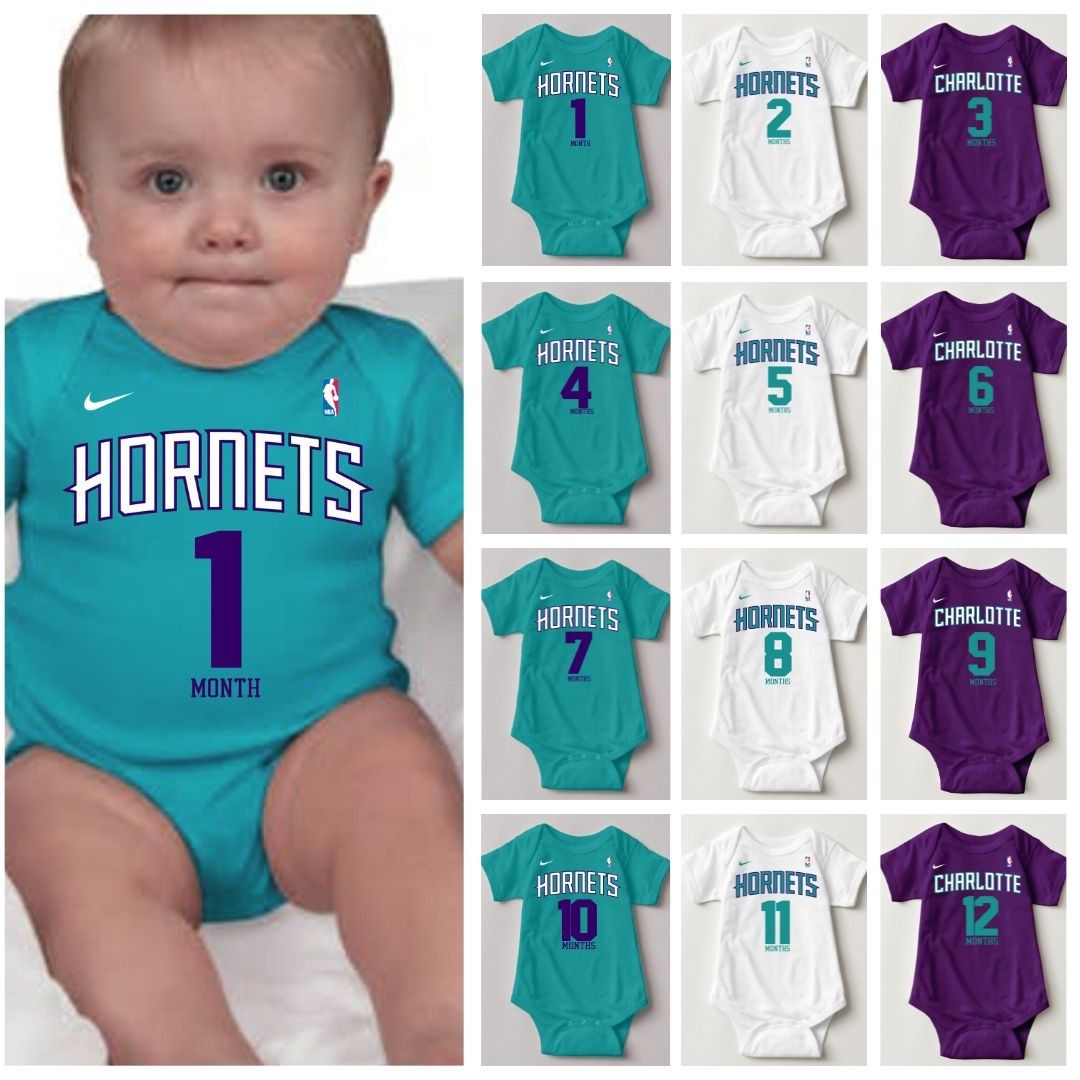 Baby Monthly Onesies Basketball Jersey Charlotte Hornets Babies Kids Babies Kids Fashion on Carousell