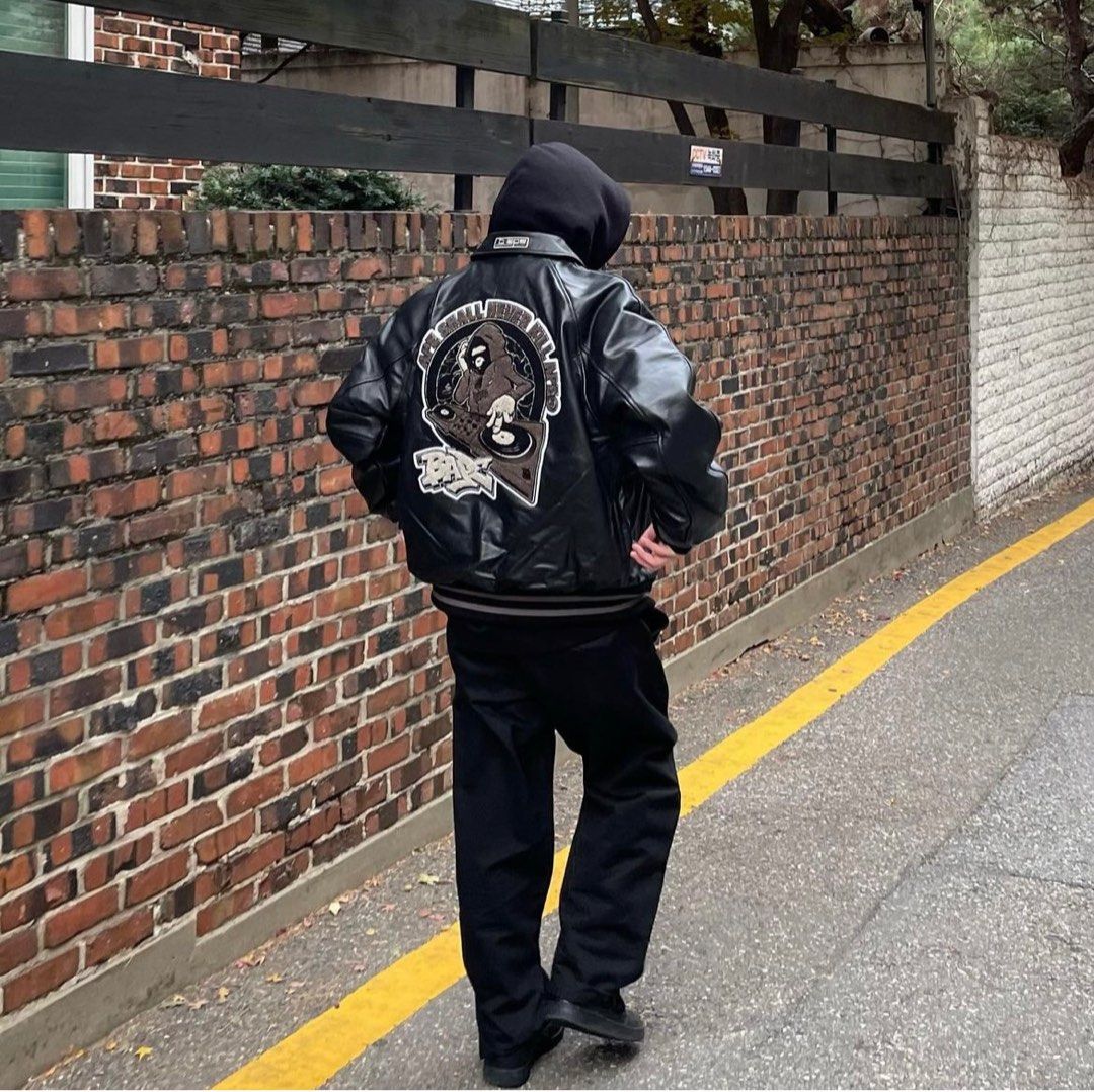 ジャケット・アウター BAPE (B)APE LEATHER VARSITY JACKET s-l1200.jpg