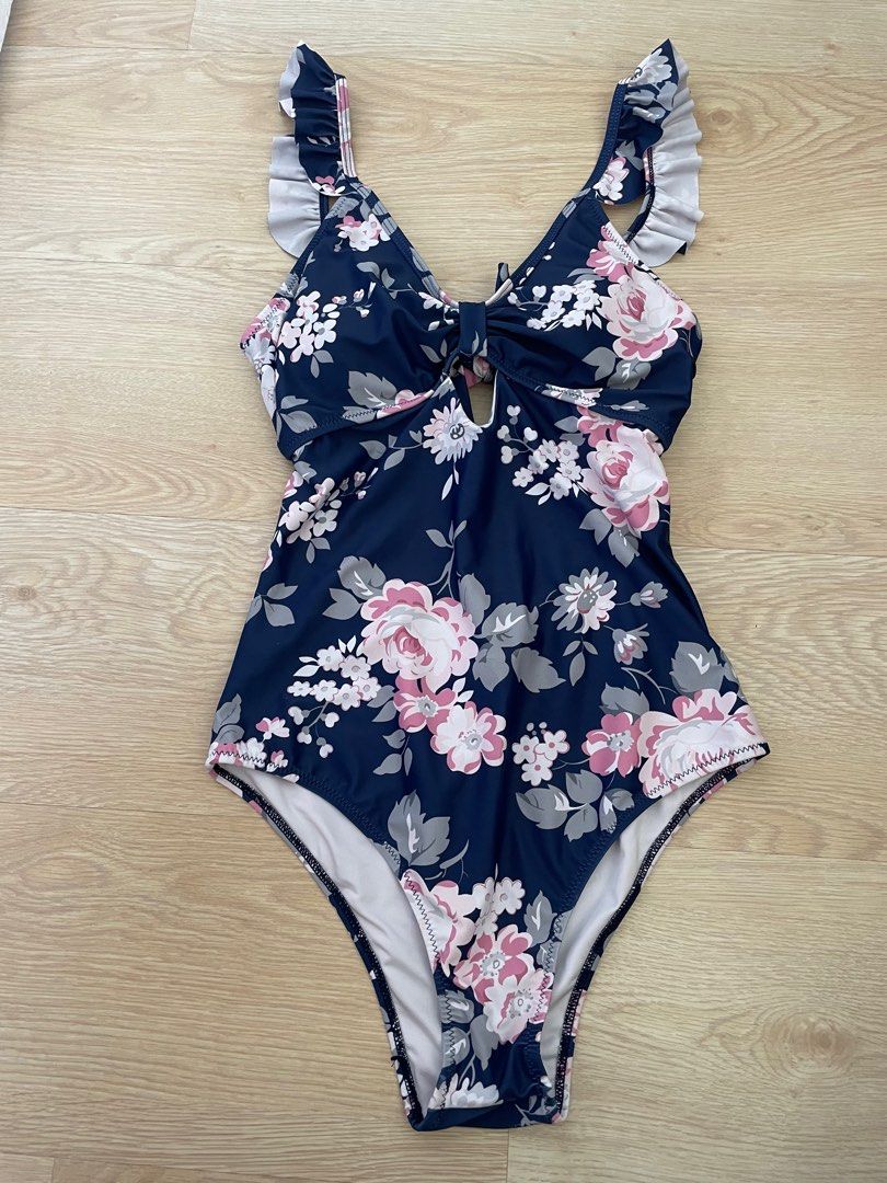 Beachsissi Women's Floral Print Ruched Tankini Set 2 Piece Bikini Tie  Shoulder Swimwear Cute Swimming Suit Swimsuit