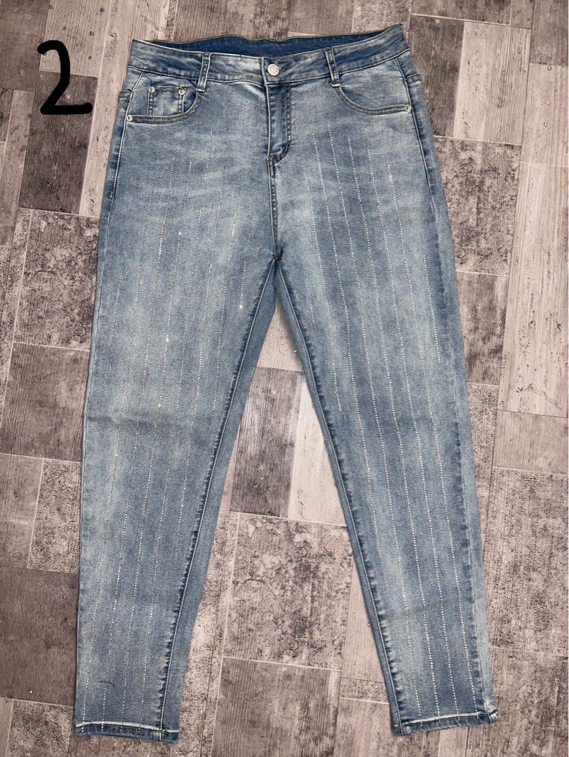 Distressed Jeans Glitter Skinny Jeans Sparkle Days Dark Blue