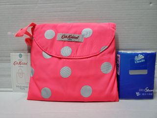 Cath Kidston Foldaway Bag Foldable Eco Bag [Silver Polka Dots on Pink Background]629757745297941123