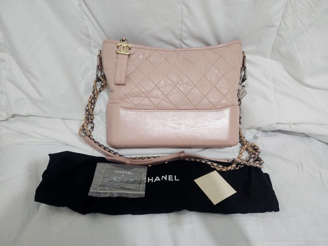 Chanel Gabrielle Medium (Category: Luxury Bags & Wallets) located in Mandaluyong City. Submitted by mapinsere (Listing ID 1288551798, Image 1). Description: medium size light pink in color 9/10 condition guaranteed authentic bought from a reputable seller with dustbag and care cards rush but no lowballers please. please check photos for details..