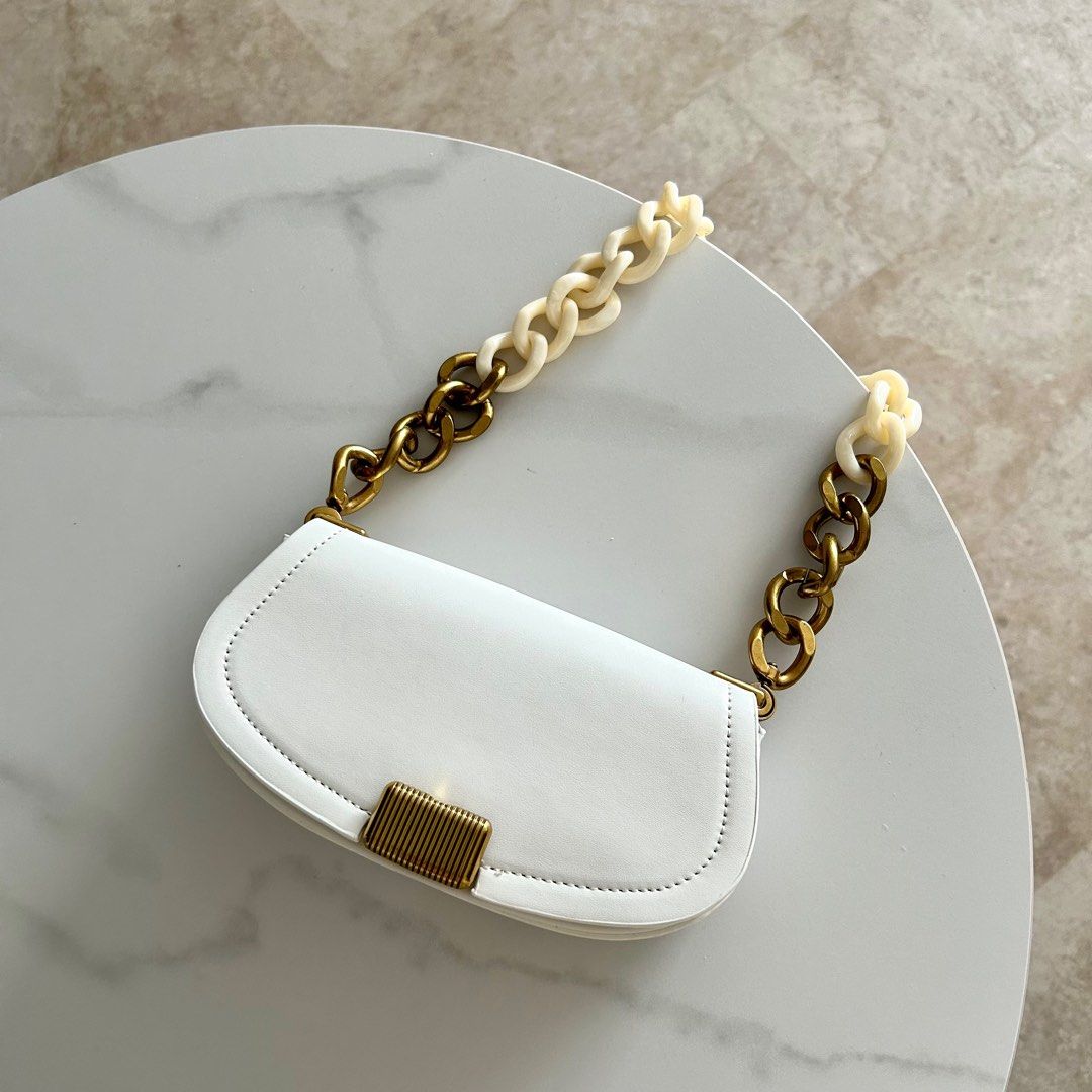 Charles Keith acrylic chain Bag white bag sling bag