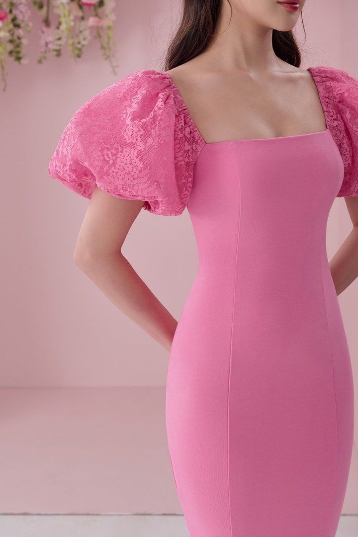Lace sleeve ponte pencil dress store