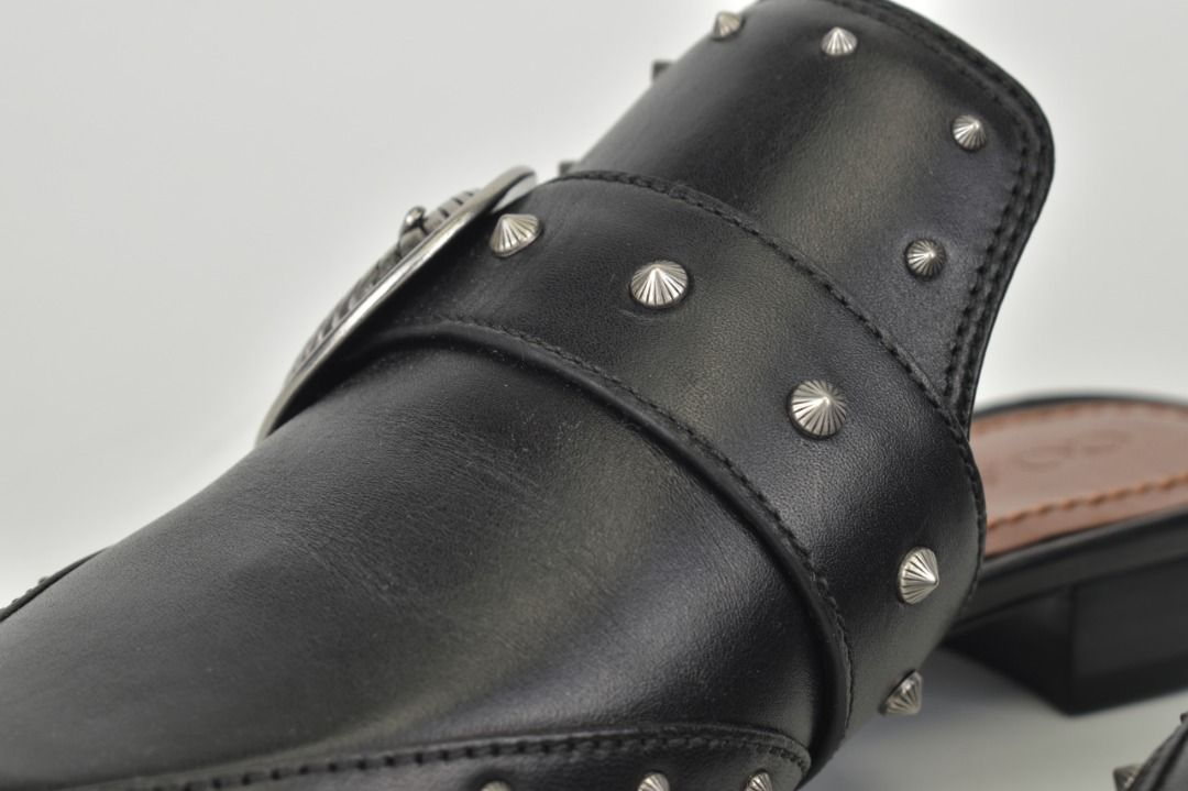 Coach Black Leather Nikka Slides Luxury Sneakers Footwear on