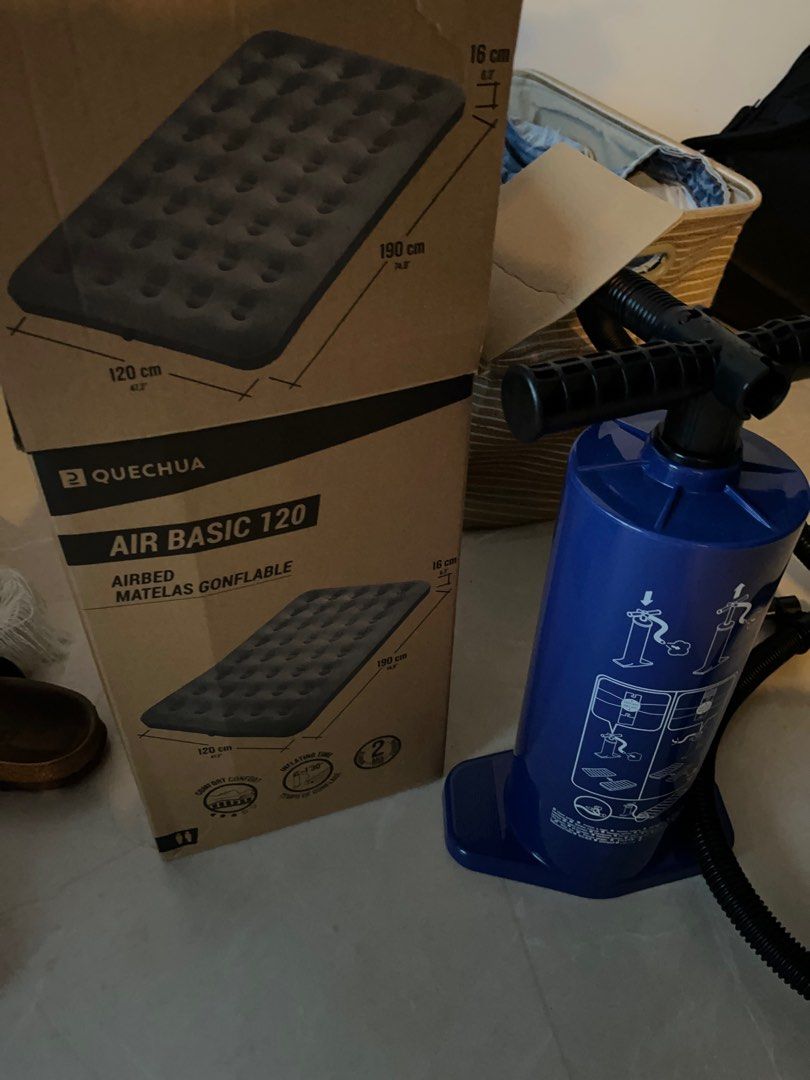 Trespass double flocked online battery pump air bed
