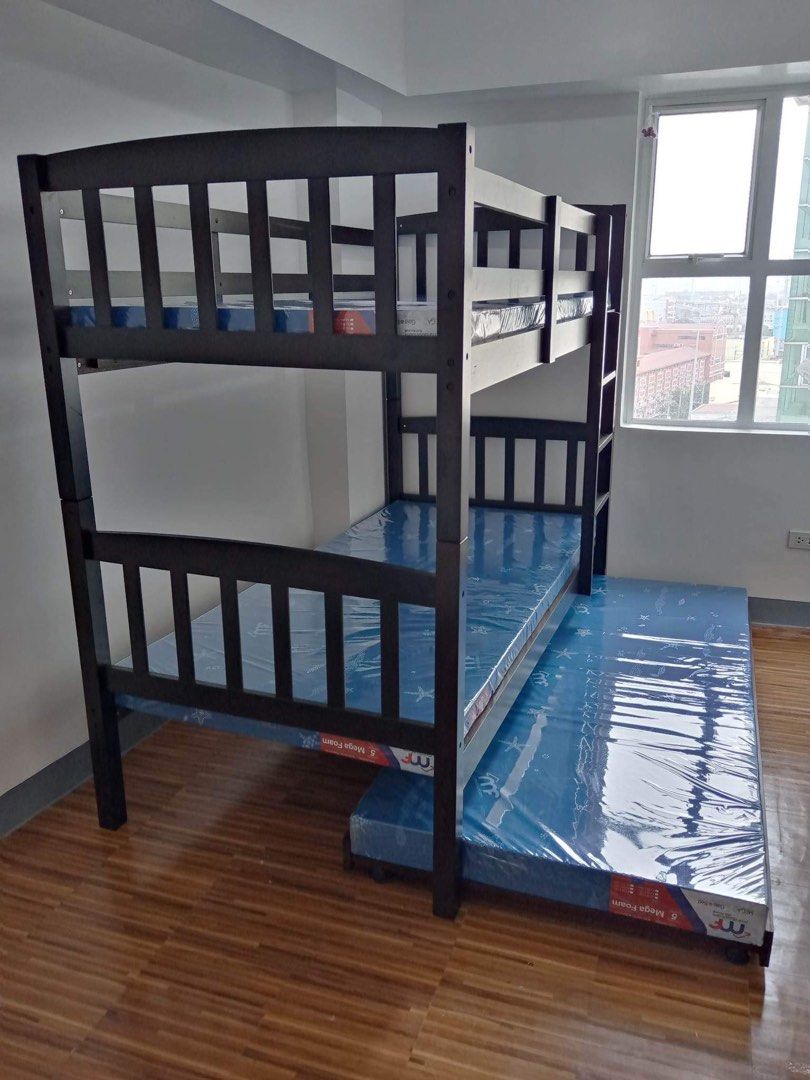 Double Deck with Pullout Bed (Category: Bed Frames & Mattresses) located in Manila. Submitted by michaelpchua33 (Listing ID 1288559983, Image 1). Description: Material: Malaysian Wood Size: 36x75 SINGLE Color: Wenge Mattress sold separately.