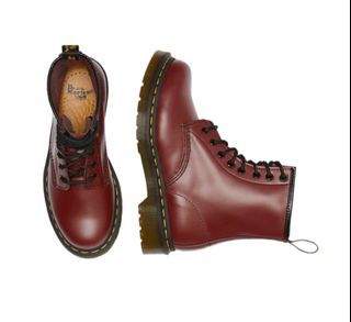 Dr. Martens 1460 Smooth Leather Lace Up Boots Dark Red