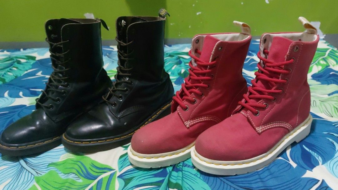 Red canvas doc martens store