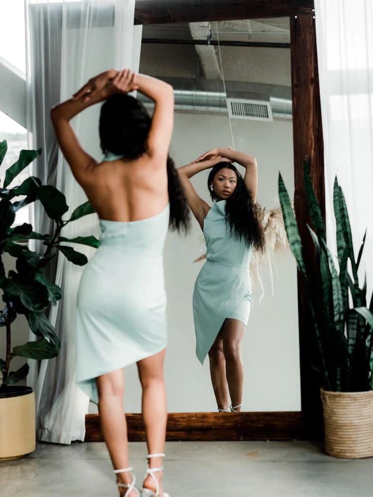 Apple green cocktail dress top
