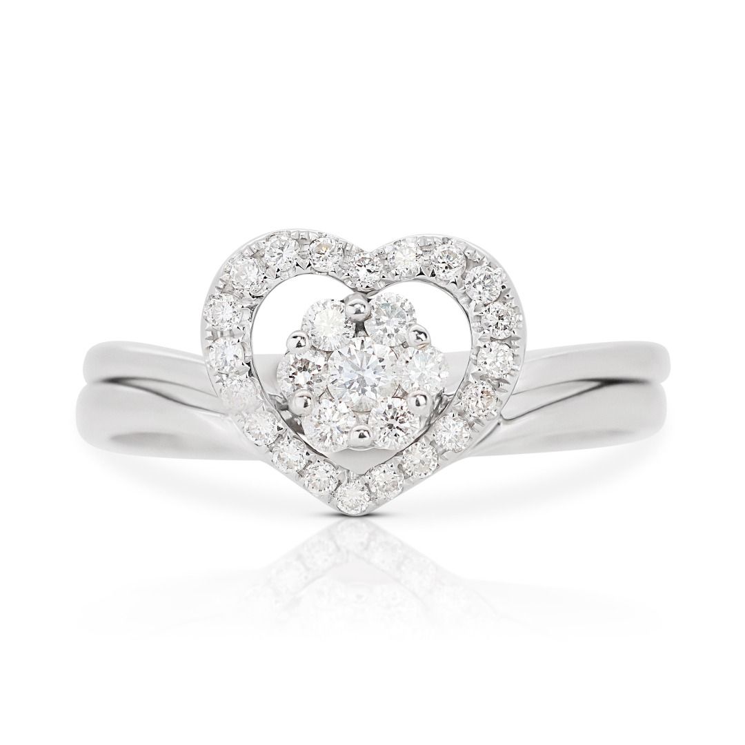 White gold heart diamond ring outlet
