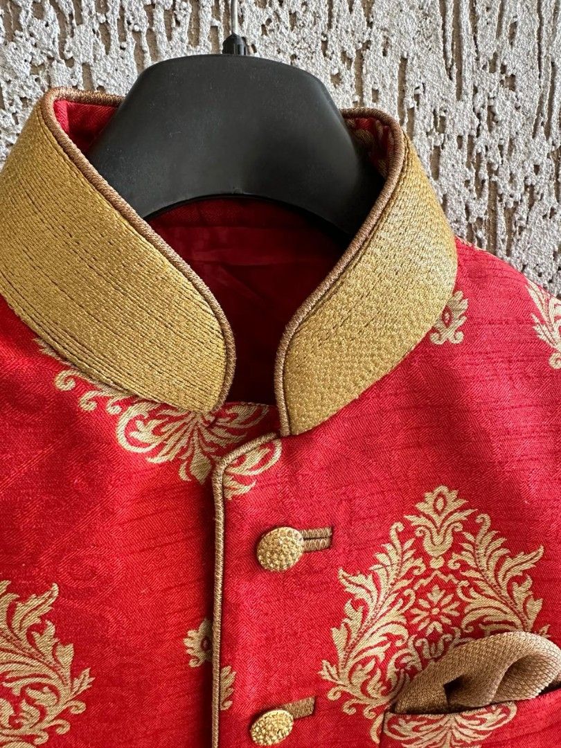 Golden best sale red sherwani