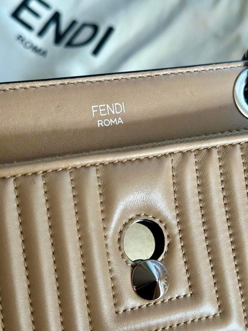 FENDI Beige Quilted Leather Dotcom Click Shoulder Bag (Category: Luxury Bags & Wallets) located in Mandaluyong City. Submitted by flohro (Listing ID 1288608665, Image 3). Description: Rarely used Mint condition 9/10 With dustbag only.