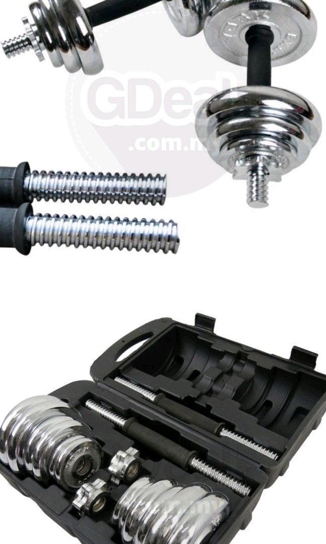 GDeal York Chrome Adjustable Dumbell Set with Equipment Box 15kg