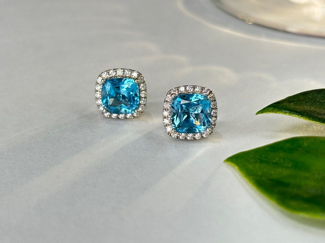 Genuine Blue Topaz 1.7 CT earrings with certification