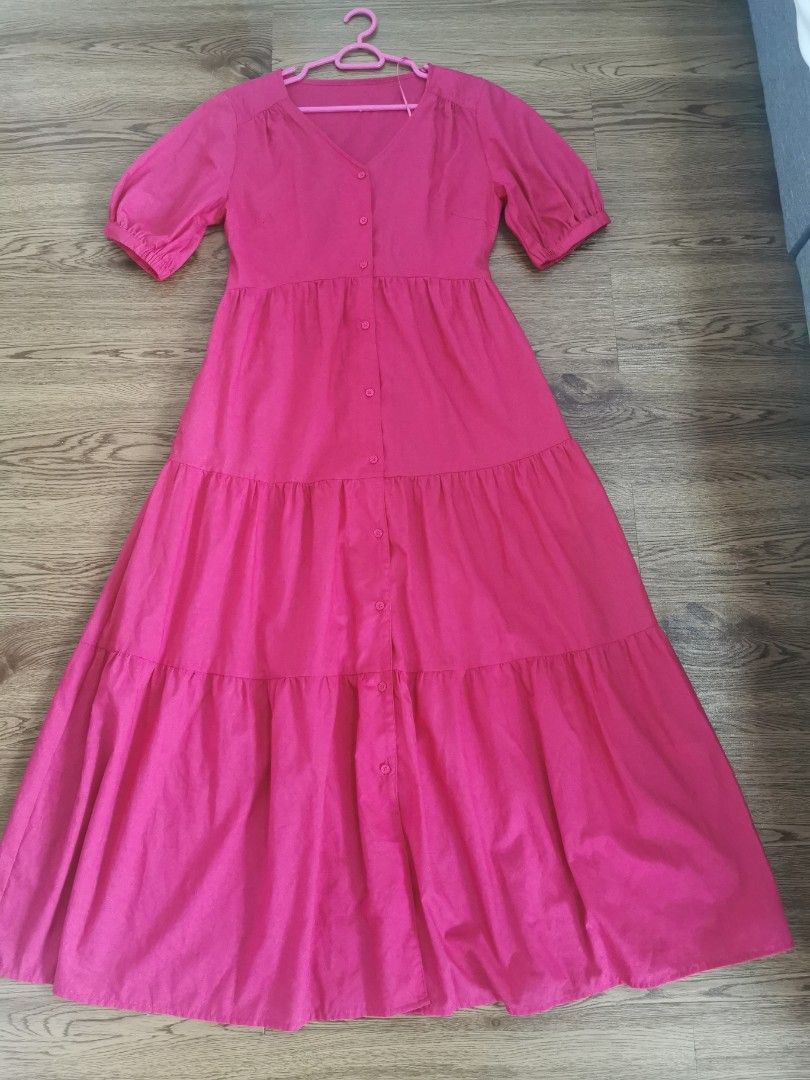pink dress uniqlo Women's Satin Camisole Dress