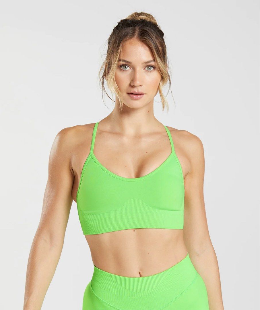 Gymshark sweat seamless sports bra in Fluo Lime, Women's Fashion,  Activewear on Carousell