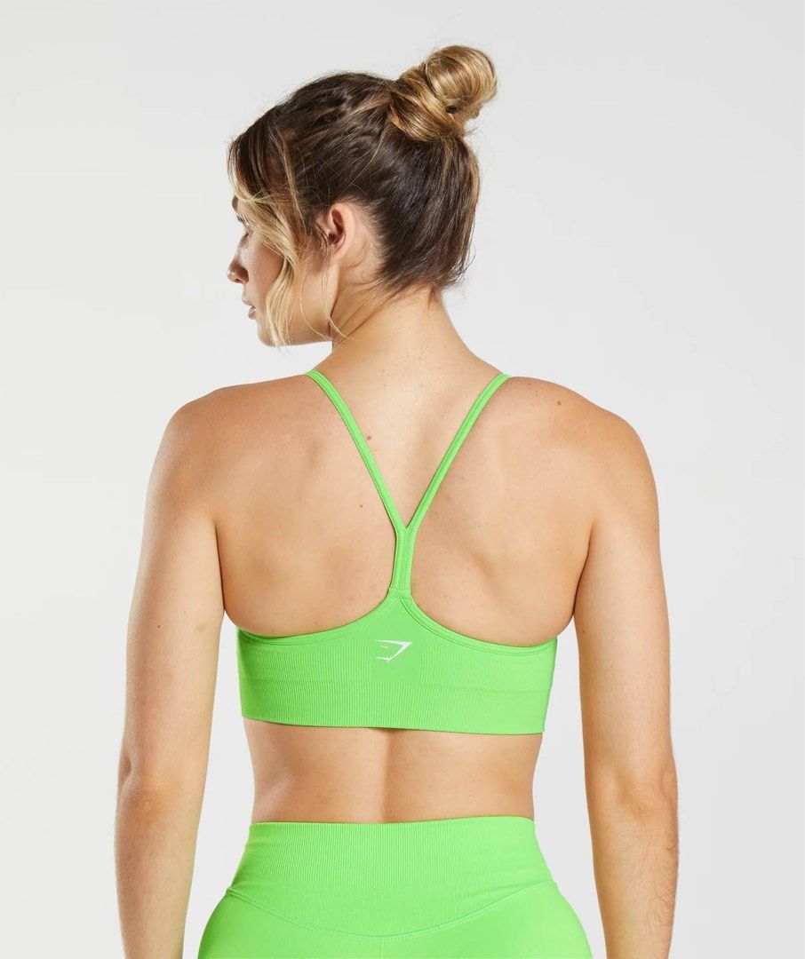 Gymshark sweat seamless sports bra in Fluo Lime, Women's Fashion,  Activewear on Carousell