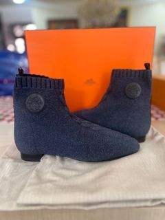 Hermes Duo Ankle Boots Bleu Foncé