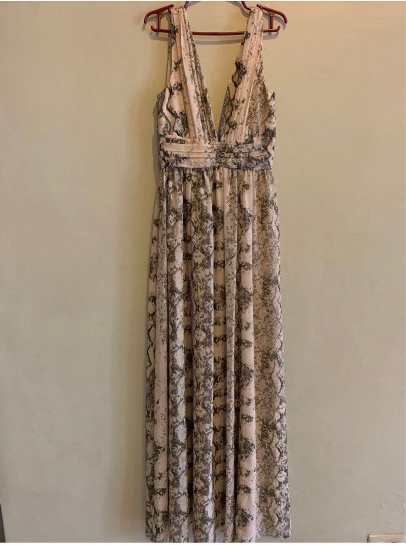 knee length dresses for ladies Snake Print Maxi Dress