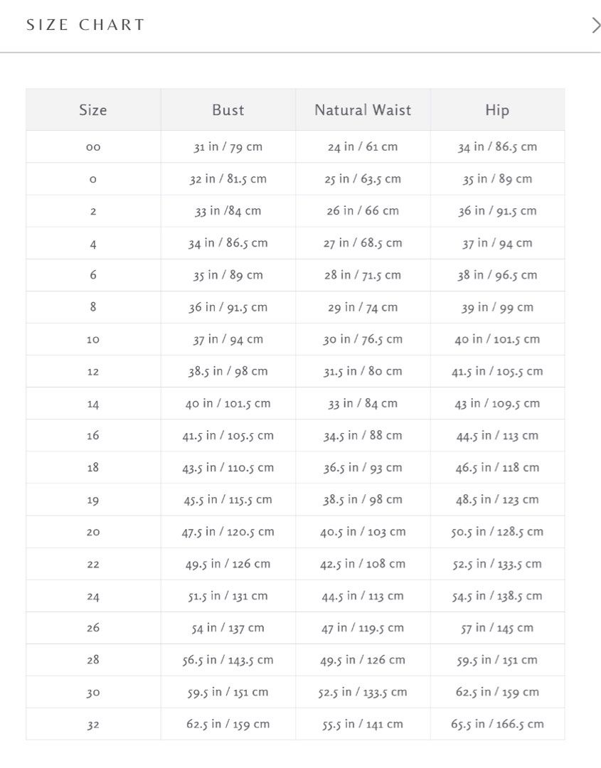 Jenny yoo on sale size chart