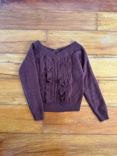 Jill Stuart brown cropped wool sweater