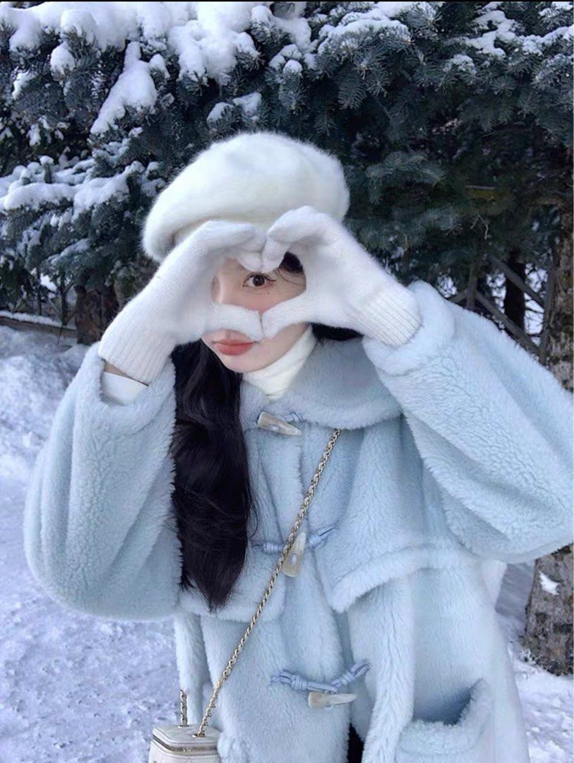 Korean Style Cute Lamb Fleece Long Coat For Winter