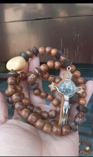 Made in Jerusalem olive wood st Benedict protection rosary