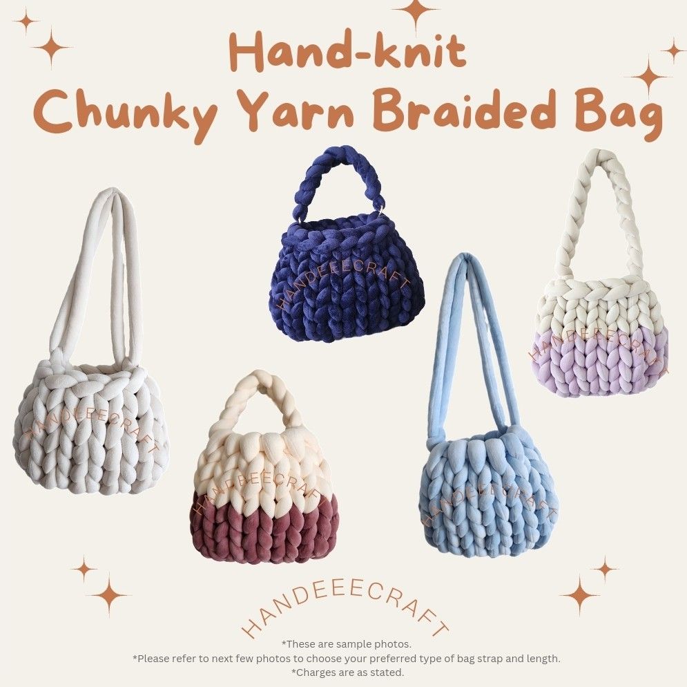 Made to Order] Hand-knit Chunky Yarn Braided Bag (Medium), Women's - Main Image