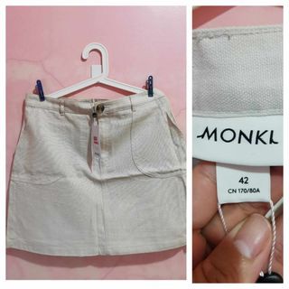 Monki Ivory Denim Linen Skirt
