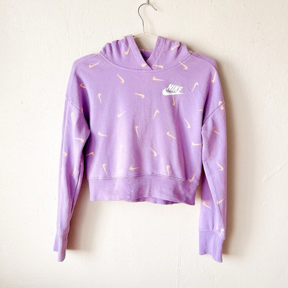 nike purple cropped hoodie