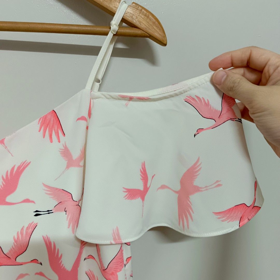 OASIS Off Shoulder Flamingo Hawaiian Dress Size 12 Large Women s Fashion Dresses Sets Dresses on Carousell