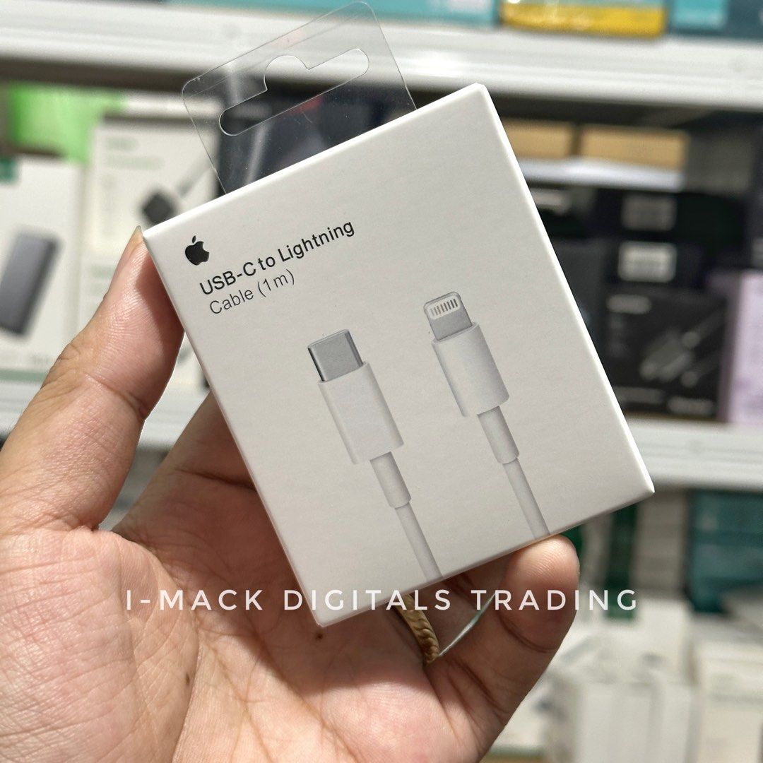 ORIGINAL APPLE 1M TYPE C TO LIGHTNING CABLE (Category: Chargers & Cables) located in Manila. Submitted by imackdigitalstrading (Listing ID 1288531325, Image 3). Description: Affordable 100% Authentic Apple Cable Mall Price: 1290.00 Our Price: 699.00 ( Promotional Price ) How to check if the product is legit? ✅ Same serial number printed on the box and cable ✅ The lightning plug is attracted to magnet 🧲 ✅ 4 Gold Pins Visible inside the Lightning 