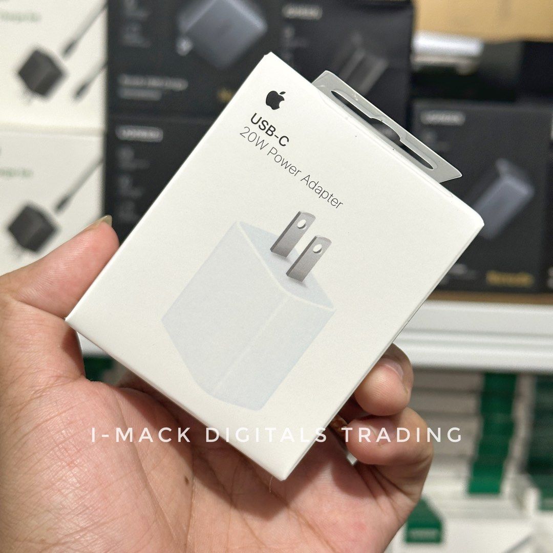ORIGINAL APPLE 20W TYPE C ADAPTER (Category: Chargers & Cables) located in Manila. Submitted by imackdigitalstrading (Listing ID 1288531663, Image 2). Description: Affordable 100% Authentic Apple Cable Mall Price: 1290.00 Our Price: 899.00 How to check if the product is legit? ✅ Same serial number printed on the box and accessory ✅ Matte Silver Plug Color ✅ Built Quality ✅ Adapter can stand up using the plug as its legs ✅ what you get from any ma