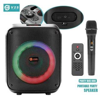 PORTABLE SPEAKER V2S PARTY BOX 666 W/ MICROPHONE