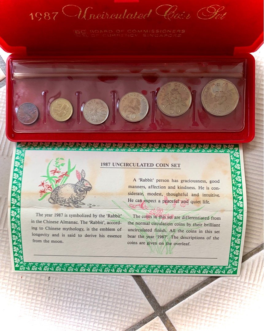 RARE 1987 Rabbit Silver Coin Set Singapore, Hobbies & Toys, Memorabilia ...