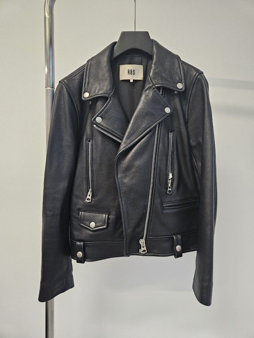 Ray BEAMS Leather Jacket 黑色樣褸真皮, 女裝, 外套及戶外衣服- Carousell