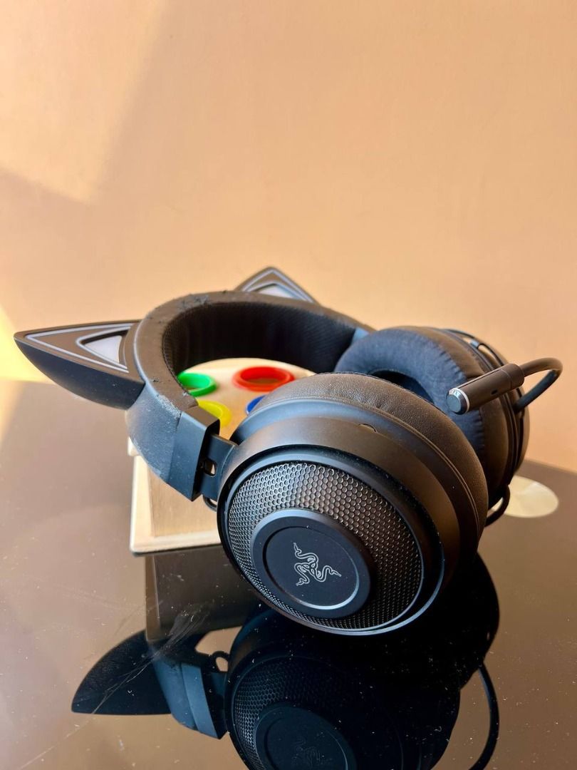 RAZER Kraken pro gaming headset Kitty black (Category: Headphones & Headsets) located in Baguio. Submitted by carlbenta (Listing ID 1288623044, Image 1). Description: RAZER Kraken pro gaming headset Kitty black! -Working well -L and R working well -RGB -KITTY EARS AND EARCUPS POWERED BY RAZER CHROMA -STREAM REACTIVE LIGHTING Issue: Worned off pads Location: Baguio City Shipping: J&T/FLASH.