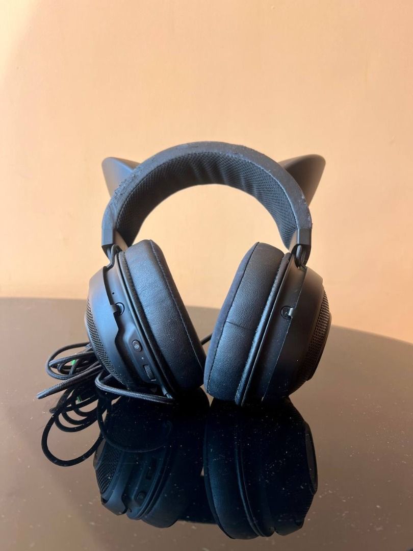 RAZER Kraken pro gaming headset Kitty black (Category: Headphones & Headsets) located in Baguio. Submitted by carlbenta (Listing ID 1288623044, Image 3). Description: RAZER Kraken pro gaming headset Kitty black! -Working well -L and R working well -RGB -KITTY EARS AND EARCUPS POWERED BY RAZER CHROMA -STREAM REACTIVE LIGHTING Issue: Worned off pads Location: Baguio City Shipping: J&T/FLASH.