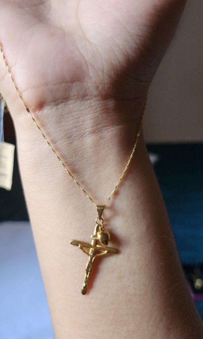 Gold chain discount with cross real