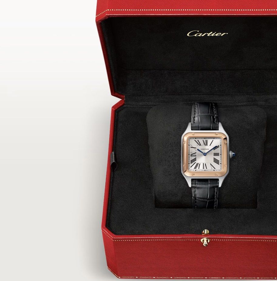 SANTOS DUMONT WATCH SMALL MODEL QUARTZ MOVEMENT ROSE GOLD STEEL