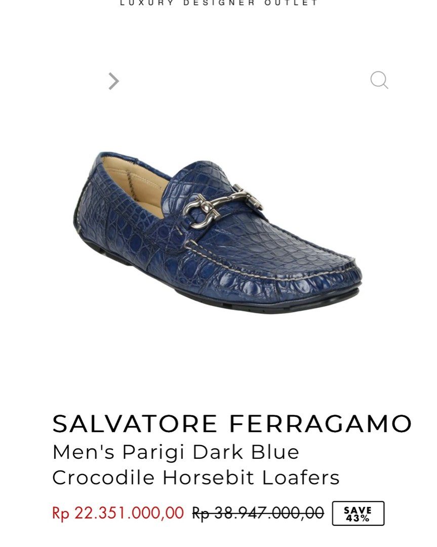 Salvatore Ferragamo Men's Parigi Dark Blue Crocodile Horsebit Loafers