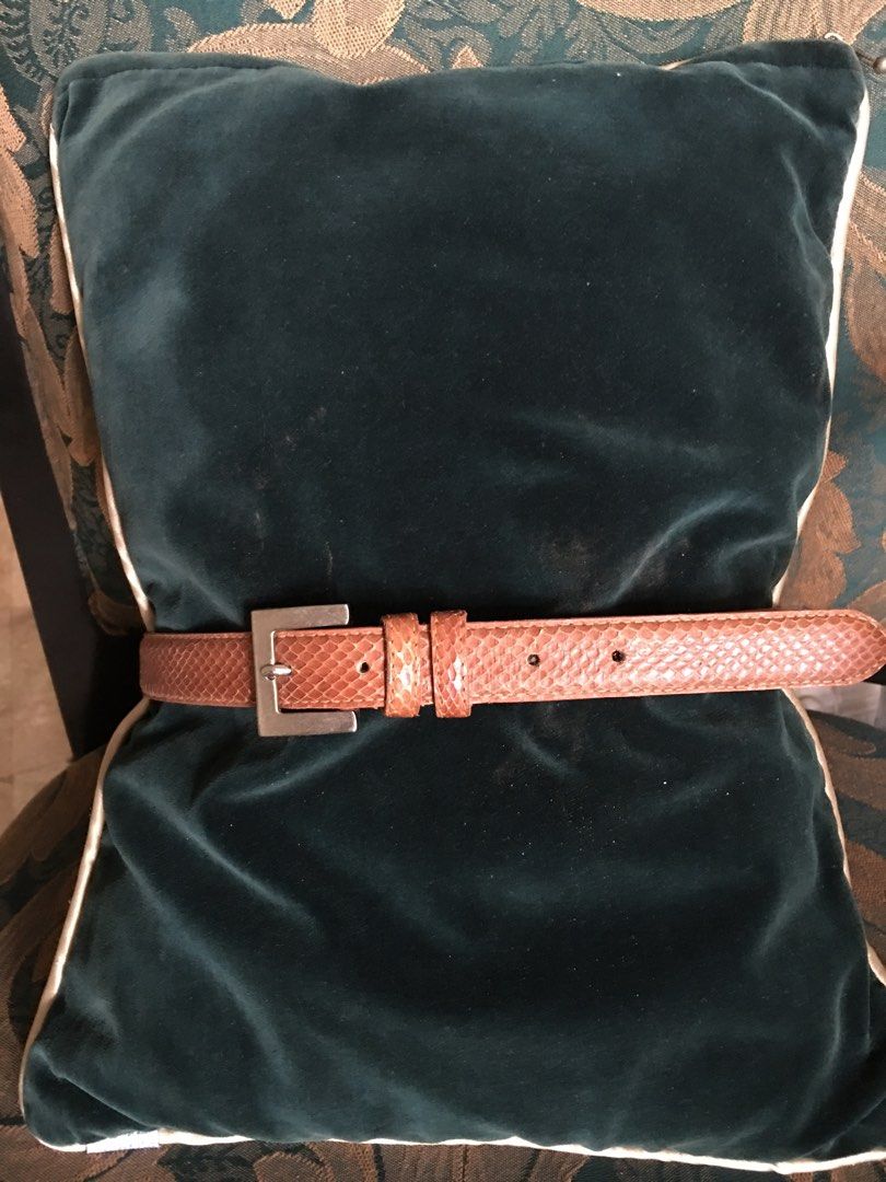 Snake skin ladies belt (Category: Belts) located in Paranaque City. Submitted by jd555 (Listing ID 1288561674, Image 1). Description: Snake skin ladies belt Bought in Hongkong Preowned Material: Snake skin Color: Light Brown Buckle- Silver tone Size: M-L Dimension: Width- 1” Length-1st hole 26 1/2” last hole 31 1/2” Flaws- Has minor flaws or defects Please check all Photos Sold as is No inclusions Payment: Gcash Payment first before delivery Deli