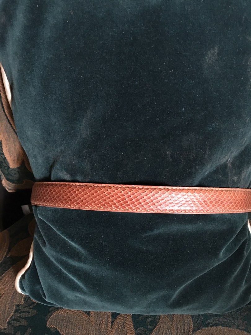 Snake skin ladies belt (Category: Belts) located in Paranaque City. Submitted by jd555 (Listing ID 1288561674, Image 2). Description: Snake skin ladies belt Bought in Hongkong Preowned Material: Snake skin Color: Light Brown Buckle- Silver tone Size: M-L Dimension: Width- 1” Length-1st hole 26 1/2” last hole 31 1/2” Flaws- Has minor flaws or defects Please check all Photos Sold as is No inclusions Payment: Gcash Payment first before delivery Deli
