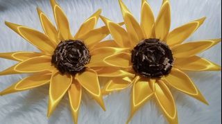 Sunflower satin ribbon flower handmade bouquet