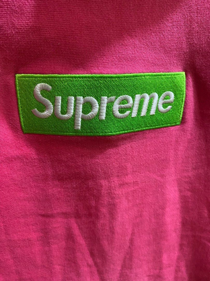 Supreme pink and shop green box logo