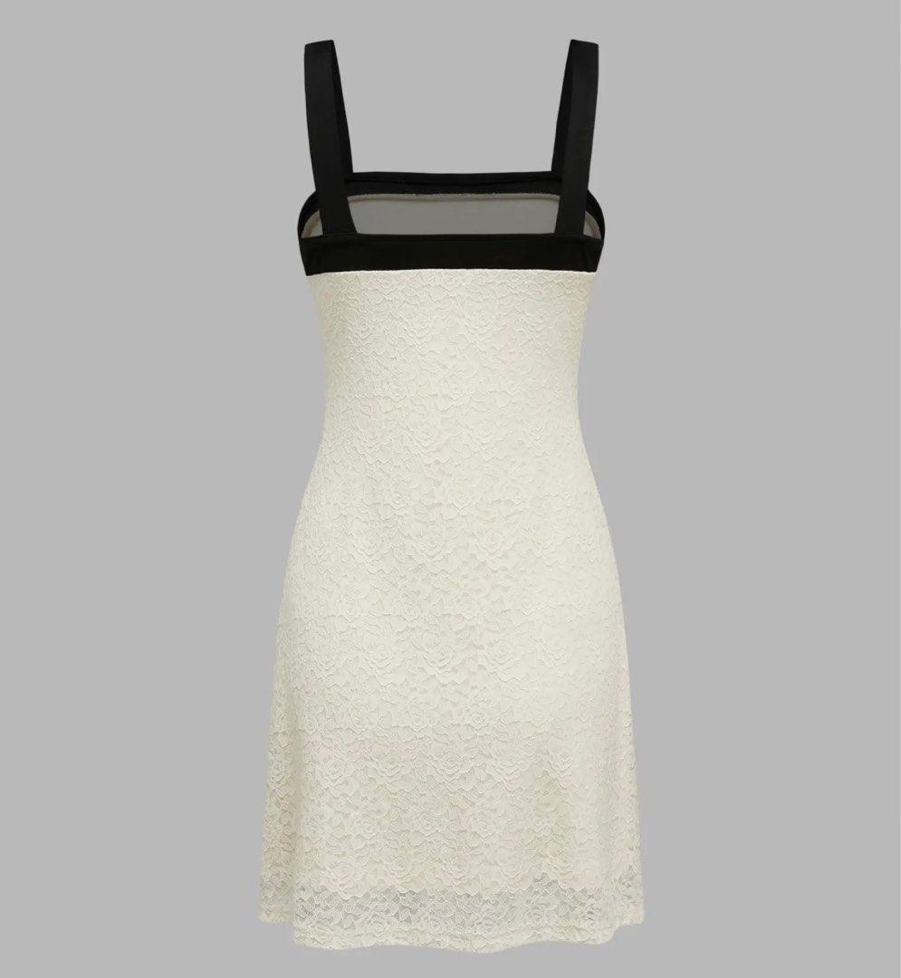 White dress online with black straps